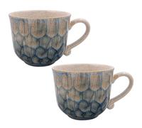 Lesser & Pavey Reactive Glaze Mugs Green Set of 2 for Hot Drinks | Fine China Printed Coffee Cups for Kitchen & Home | Reusable Tea and Coffee Mugs for Every Occasion & All Type of Drinks