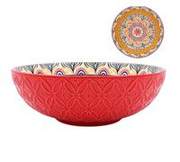 Lesser & Pavey Red Ceramic Bowl Tuscany Bohemian Mediterranean Ethnic Style 26cm Dia