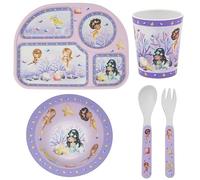 Lesser & Pavey Rpet Eating Mermaid Set for Eating & Kitchen | All-in-One Plates and Bowls Set with Spoon & Fork | Printed Dinner Set for Home | BPA Free Healthy Material Eating Set for Kids & Adults