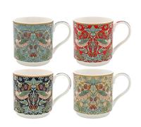Lesser & Pavey S Berry Thief Stacking Mugs Set of 4 | Ceramic Coffee Mugs Set for Home or Work | Premium Design Mugs Set for All Occasions | Lovely Mugs for Tea, Coffee & Hot Drinks - William Morris