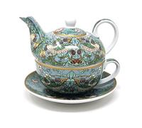 Lesser & Pavey S Berry Thief Teal Tea for One with Matching Cup & Saucer | 600ml Capacity Luxury Teapot Ideal for Home Office & Outdoor | Without Tea Strainer | Elegant Alternative to Glass Tea Pot