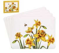Lesser & Pavey Sarah Boddy Bee-Tanical Daffodil Placemat Set of 4 For Dining | Ideal Kitchen Mats Non Slip Washable Place Mats For Table | Easy to Clean Table Mats For Dinner Plates & Any Time Meal