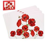 Lesser & Pavey Sarah Boddy Bee-Tanical Poppy Placemats Set of 4 For Dining | Ideal Kitchen Mats Non Slip Washable Place Mats For Table | Easy to Clean Table Mats For Dinner Plates & Any Time Meal