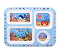 Kids Divided Plate Blue Sea Life Toddler Boys Girls Children Tableware Food Safe