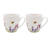 Lesser & Pavey Set of 2 British Designed Coffee Mug | Ceramic Coffee Mugs for Home or Work | Large Mugs for Hot Drinks | Lavender & Bees Tea and Coffee Cups - Jennifer Rose Gallery