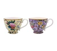 Lesser & Pavey Set of 2 Fine China Mugs Coffee Cup William Kilburn Assorted Floral Design