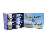 Lesser & Pavey Set of 4 Assorted Plane Mugs, Fine China, Multicoloured, 12 x 8 x 9 cm