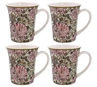 Lesser & Pavey Set of 4 British Designed Coffee Mug | Ceramic Coffee Mugs for Home or Work | Large Mugs for Hot Drinks | Honeysuckle Tea and Coffee Cups - William Morris