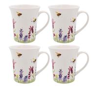 Lesser & Pavey Set of 4 British Designed Coffee Mug | Ceramic Coffee Mugs for Home or Work | Large Mugs for Hot Drinks | Lavender & Bees Tea and Coffee Cups - Jennifer Rose Gallery