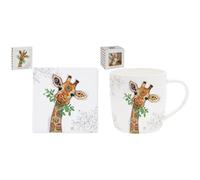Lesser & Pavey Set of 4 Coasters and 1 Mug Bug Art Gina Giraffe