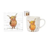 Lesser & Pavey Set of 4 Coasters and 1 Mug Bug Art Hamish Highland Cow