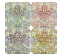 LESSER & PAVEY Set of 4 Hyacinth Cork Coasters Assorted Colours Floral Flowers Design Theme