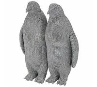 Lesser & Pavey Silver Sparkle Mr and Mrs Penguin Couple Figurine 20cm x 15cm x 10cm Valentine's Day