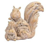 Lesser & Pavey Squirrel & Baby Figurine, Driftwood Carved Style, Resin, 15x18x10 cm, Gift Boxed