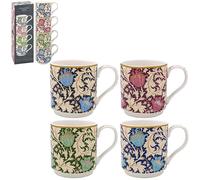 Lesser & Pavey Stacking Mugs Set of 4 W.Morris Anemone Floral Ceramic Coffee Cup Vintage Design