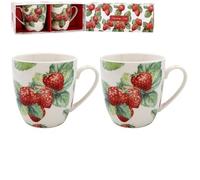 Lesser & Pavey Strawberry Field Mugs Set of 2 | Ceramic Coffee Mugs Set for Home or Work | Premium Design Mugs Set for All Occasions | Lovely Mugs for Tea, Coffee & Hot Drinks