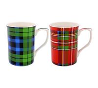 Lesser & Pavey Tartan Mugs Set of 2 | Ceramic Coffee Mugs Set for Home or Work | Premium Design Mugs Set for All Occasions | Lovely Mugs for Tea, Coffee & Hot Drinks