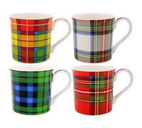 Lesser & Pavey Tartan Mugs Set of 4 | Ceramic Coffee Mugs Set for Home or Work | Premium Design Mugs Set for All Occasions | Lovely Mugs for Tea, Coffee & Hot Drinks
