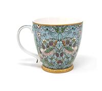 Lesser & Pavey Teal Strawberry Thief Mug for Coffee and Tea | Stylish Fine China Ceramic Mug with Large Handle | Ideal Birthday Gift for Women and Men | Ideal for Tea and Coffee Lovers