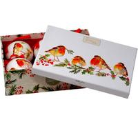 Lesser & Pavey The Leonardo Collection Watercolour Robin Christmas Bauble Set Of 6, 7Cm Plastic Hanging Tree Decorations