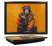 Lesser & Pavey Urban Art Chimp Life Laptray For Food Serving & Breakfast | Comfortable Lap Trays With Bean Bag Cushion For Home & Daily Use | Durable Lap Trays For Eating On Lap For Adults