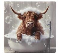 Lesser & Pavey Urban Art Highland Cow Bubble Bath Coast For Home & Office | Stylish Coasters For Kitchen & Dining | Durable Drink Coasters For Tabletops | Decorative Accessories for Drinks & Tables