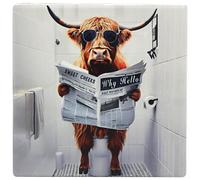 Lesser & Pavey Urban Art Highland Cow Loo Coaster For Home & Office | Stylish Coasters For Kitchen & Dining | Durable Drink Coasters For Tabletops | Decorative Home Accessories for Drinks & Tables