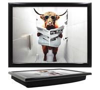 Lesser & Pavey Urban Art Highland Cow Loo Laptray For Food Serving & Breakfast | Comfortable Lap Trays With Bean Bag Cushion For Home & Daily Use | Durable Lap Trays For Eating On Lap For Adults