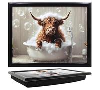 Lesser & Pavey Urban Art Highland Cow Wow Laptray For Food Serving & Breakfast | Comfortable Lap Trays With Bean Bag Cushion For Home & Daily Use | Durable Lap Trays For Eating On Lap For Adults