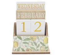 Lesser & Pavey William Morris Fruit Melons, Lemon and Peaches Design Wooden Adjustable Day and Month Tabletop Calendar - Reuse Every Year