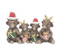 Lesser & Pavey Xmas Highland Cow Family Figurine