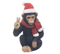 Lesser & Pavey Xmas Monkey With Hat 12cm Figurines & Ornaments For Home & Office | Decorative Home Accessories Statues For Indoor & Outdoor | Lovely Gifts for Women & Men