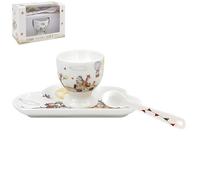 Lesser & Payvey Dream Big Gift Set Porcelain Plate Spoon and Egg Cup Set Kids Breakfast Set Decorative Tableware Dining Set Gift for Children and Adults