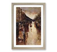 Lesser URY Berlin Street Framed Print | A2 Oak Framed Wall Art | Ready to Hang | Modern Cityscape Picture | Living Room Bedroom Lounge Office