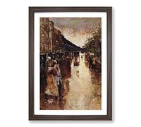 Lesser URY Berlin Street Framed Print | A2 Walnut Framed Wall Art | Ready to Hang | Modern Cityscape Picture | Living Room Bedroom Lounge Office