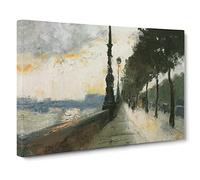 Lesser Ury Waterloo Bridge Canvas Print | Gallery Wrapped 30mm Frame Wall Art | 24x16 inches | Ready to Hang | Classic Cityscape Picture | Living Room Bedroom Lounge Office