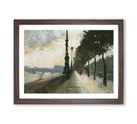 Lesser Ury Waterloo Bridge Classic Painting Framed Print | A4 Walnut Framed Wall Art | Ready to Hang | Classic Cityscape Picture | Living Room Bedroom Lounge Office