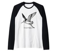 Lesser Yellowlegs Line Art Birdwatcher Raglan Baseball Tee