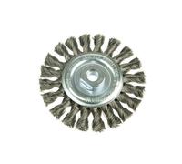 Lessmann Knot Wheel Brush Multi Colour (115 X 14mm M14 Bore Steel Wire 0.35)