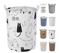 LessMo 17.7" Laundry Basket, Foldable Laundry Basket Storage Sorter, Drawstring Waterproof Closure for Dust-proof, for Room, Large Cotton and Linen Fabric