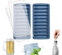 LessMo 2 Pack Ice Cube Tray, Easy Release Reusable Ice Cube, Silicone, with No-Spill Removable Lid, 10 Cavities, BPA Free, Ideal for Sports and Water Bottles, Whiskey,Cocktail