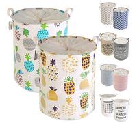 LessMo 2 Pcs 19.7" Laundry Basket, Foldable Laundry Basket Storage Sorter, Drawstring Waterproof Closure for Dust-proof, for Room, Large Cotton and Linen Fabric