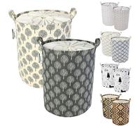 LessMo 2 Pcs 19.7" Laundry Basket, Foldable Laundry Basket Storage Sorter, Drawstring Waterproof Closure for Dust-proof, for Room, Large Cotton and Linen Fabric