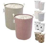 LessMo 2 Pcs 19.7" Laundry Basket, Foldable Laundry Basket Storage Sorter, Drawstring Waterproof Closure for Dust-proof, for Room, Large Cotton and Linen Fabric