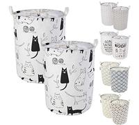 LessMo 2 Pcs 19.7" Laundry Basket, Foldable Laundry Basket Storage Sorter, Drawstring Waterproof Closure for Dust-proof, for Room, Large Cotton and Linen Fabric