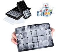 LessMo 2 PCS Ice Cube Mold, Ice Cube Molds Silicone with Lids for Whiskey, Cocktails and Wine - Flexible, Professional Quality, BPA-Free and FDA-Approved (Black)