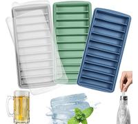 LessMo 3 Pack Ice Cube Tray, Easy Release Reusable Ice Cube, Silicone, with No-Spill Removable Lid, 10 Cavities, BPA Free, Ideal for Sports and Water Bottles, Whiskey,Cocktail