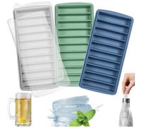 LessMo 3 PCS Ice Cube Tray, Long Ice Stick Tray Silicone with Lid, Rectangular Narrow Stick, Reusable, Flexible, Easy Release, for Small Mouth Sport