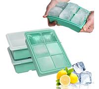 LessMo 3 PCS XXL 18 Big Ice Cube Tray, Large Ice Cube Moulds with Lid, Space-Saving and Stackable Silicone Square Ice Cube, LFGB Certified and BPA-Free, for Freezer, Baby Food and Cocktail