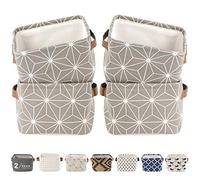 LessMo 4 Pack Storage Baskets, Collapsible Mini Storage Boxes, Canvas Fabric Waterproof Storage Bins made from Cotton and Linen, for Toys, Bathroom, Closets, Playroom (GALAXY, Thick fabric)